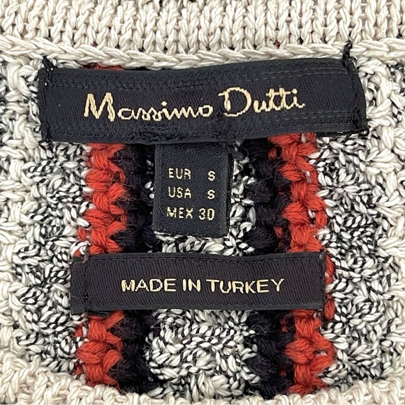 Massimo Dutti Boho Sleeveless Chunky Knit Sweater Tunic Striped Fringe Hem - Picture 8 of 9